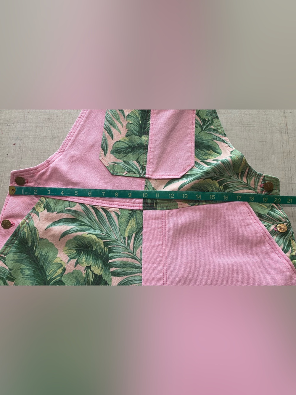 Homemade tropical, print and pink women’s overalls. 100% cotton made by me. - Picture 10 of 13